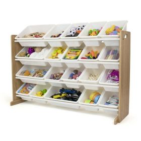 Journey Extra Large Toy Storage Organizer with 20 Storage Bins, Natural/White