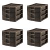 Medium Weave 3 Drawer Unit Plastic, Espresso, Set of 4
