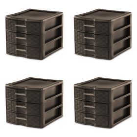 Medium Weave 3 Drawer Unit Plastic, Espresso, Set of 4