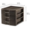 Medium Weave 3 Drawer Unit Plastic, Espresso, Set of 4