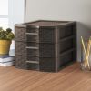 Medium Weave 3 Drawer Unit Plastic, Espresso, Set of 4