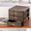 Medium Weave 3 Drawer Unit Plastic, Espresso, Set of 4
