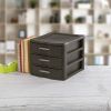 Medium Weave 3 Drawer Unit Plastic, Espresso, Set of 4