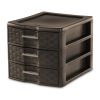Medium Weave 3 Drawer Unit Plastic, Espresso, Set of 4