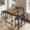 5-Piece Kitchen Counter Height Table Set, Bar Table with 4 Stools