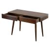 Mango Wood Writing Desk with Two Drawers and Tapered Legs; Brown