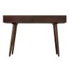 Mango Wood Writing Desk with Two Drawers and Tapered Legs; Brown