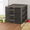 Medium Weave 3 Drawer Unit Plastic, Espresso, Set of 4