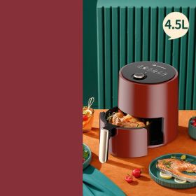 Household Intelligent Multi-function Oil-free Large-capacity Air Fryer (Option: Red-4.5L-US)