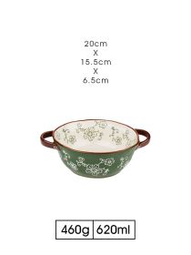 Household Ceramic Microwave Oven Noodle Bowl (Option: Green-6.1inches)