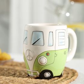 Creative Ceramic Bus Cup Interesting Milk Coffee Mug (Color: Green)