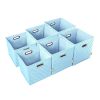 AFJE1001BLUE-3SZ Jiaessentials Blue Closet Organizers Cube Bins 3 Size 6pcs.