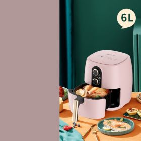Household Intelligent Multi-function Oil-free Large-capacity Air Fryer (Option: Pink-6L-US)