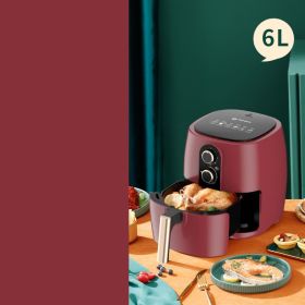 Household Intelligent Multi-function Oil-free Large-capacity Air Fryer (Option: Red-6L-US)
