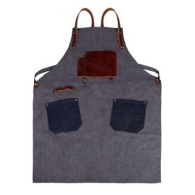 Craftsman Apron Designer Coffee Shop Canvas Apron Work Apron Bag (Color: Grey)