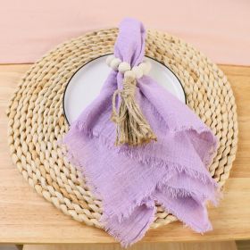 Western Restaurant Cafe Placemat Cloth Folding Flower Saliva Cloth Cup (Color: Purple)