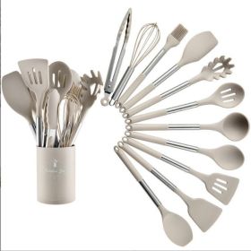 Heat Resistant Non-stick Pot Spoon Spatula Cooking Kitchen Tool Set (Option: 12piece Drum Set Khaki)